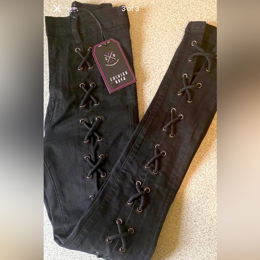 Fashion nova lace up jeans size 3